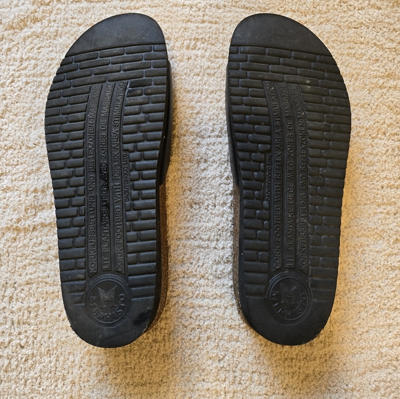 Mephisto Comfort Black Leather One Strap Buckle Slide Sandals Size 40 – 9.5/10 - Picture 3 of 11